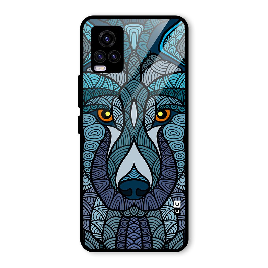 Ethnic Wolf Art Illustration Glass Back Case for Vivo V20