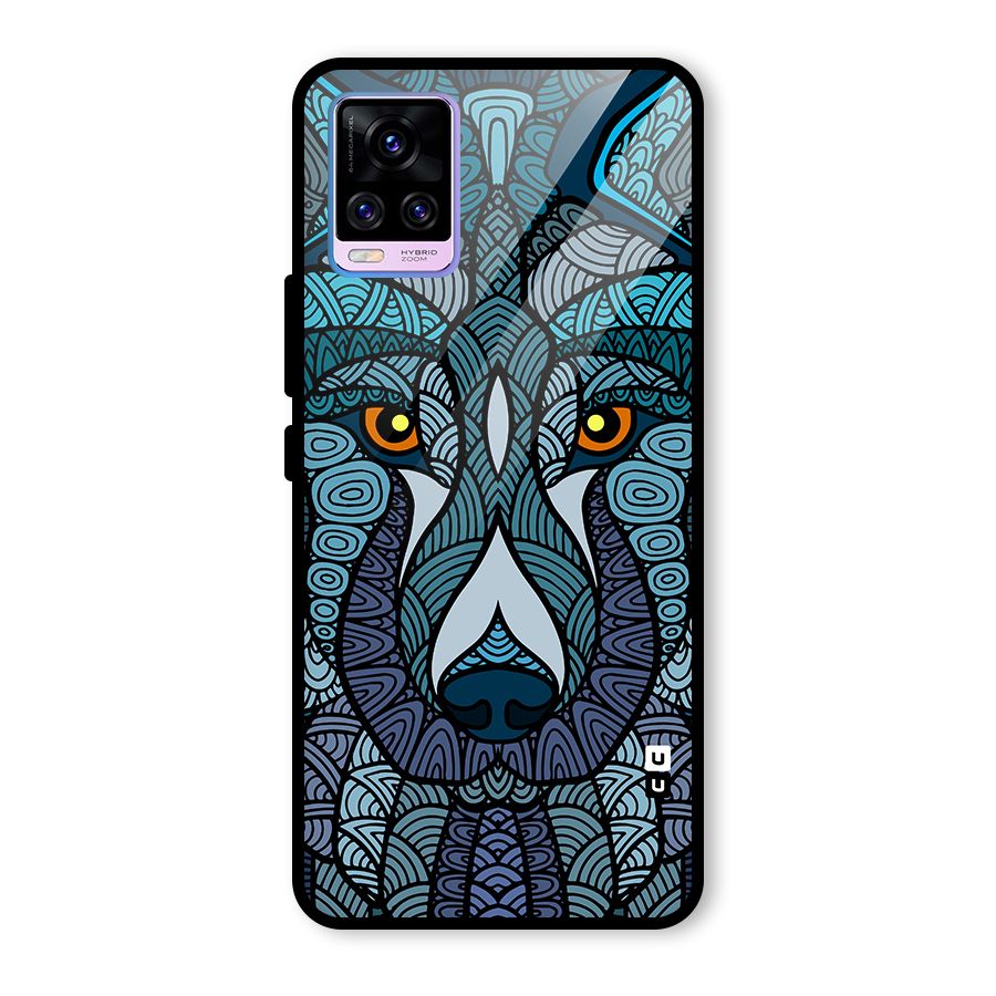 Ethnic Wolf Art Illustration Glass Back Case for Vivo V20 Pro