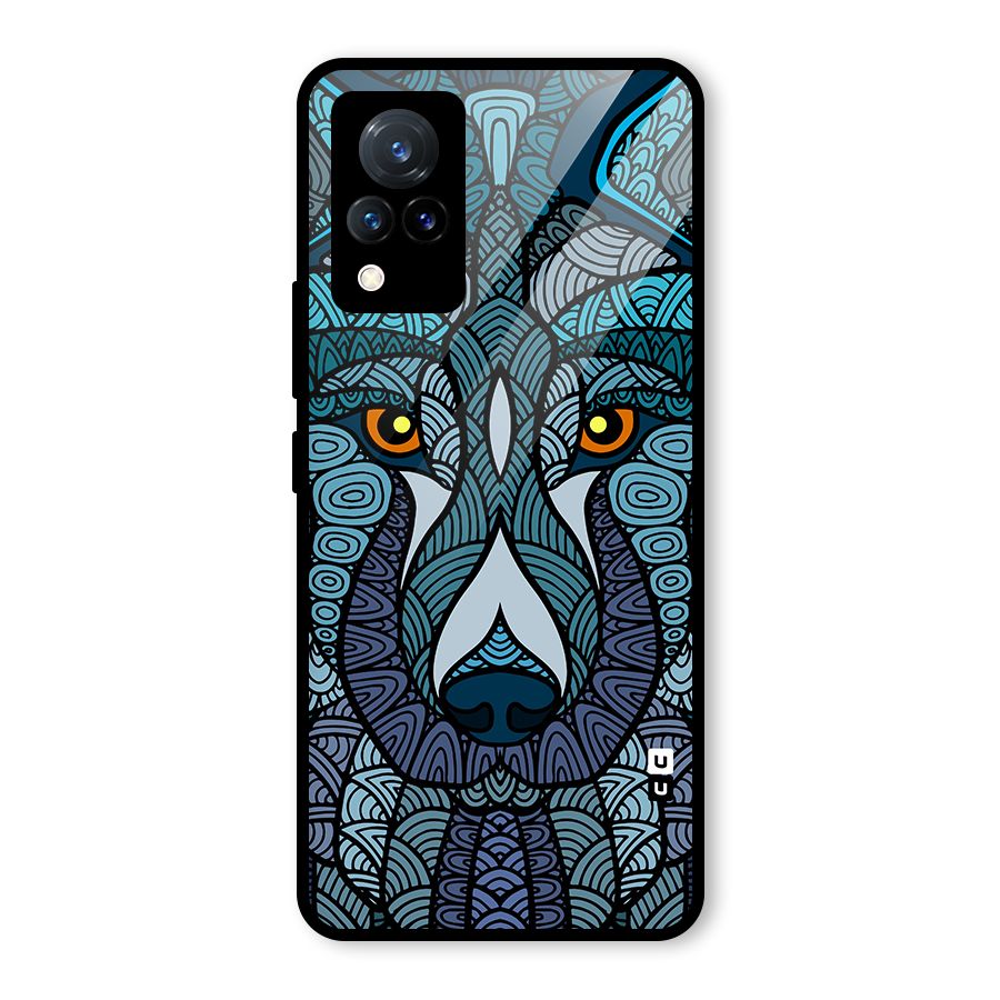 Ethnic Wolf Art Illustration Glass Back Case for Vivo V21 5G
