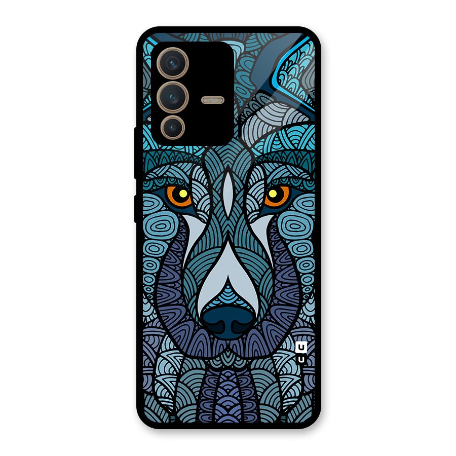 Ethnic Wolf Art Illustration Glass Back Case for Vivo V23 5G