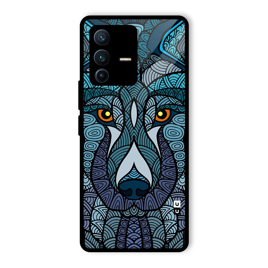 Ethnic Wolf Art Illustration Glass Back Case for Vivo V23 Pro
