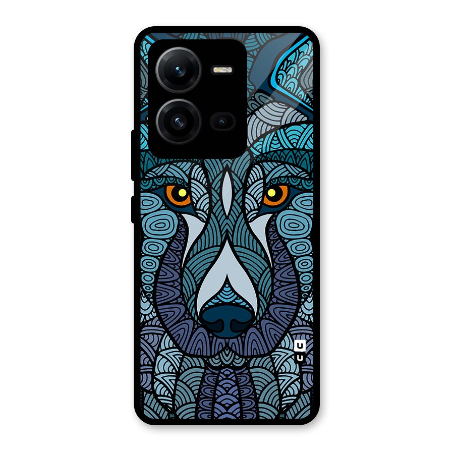 Ethnic Wolf Art Illustration Glass Back Case for Vivo V25