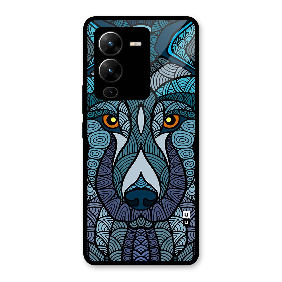 Ethnic Wolf Art Illustration Glass Back Case for Vivo V25 Pro