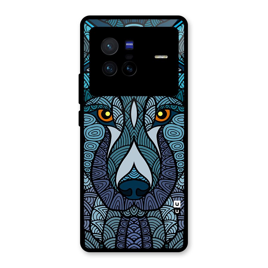 Ethnic Wolf Art Illustration Glass Back Case for Vivo X80