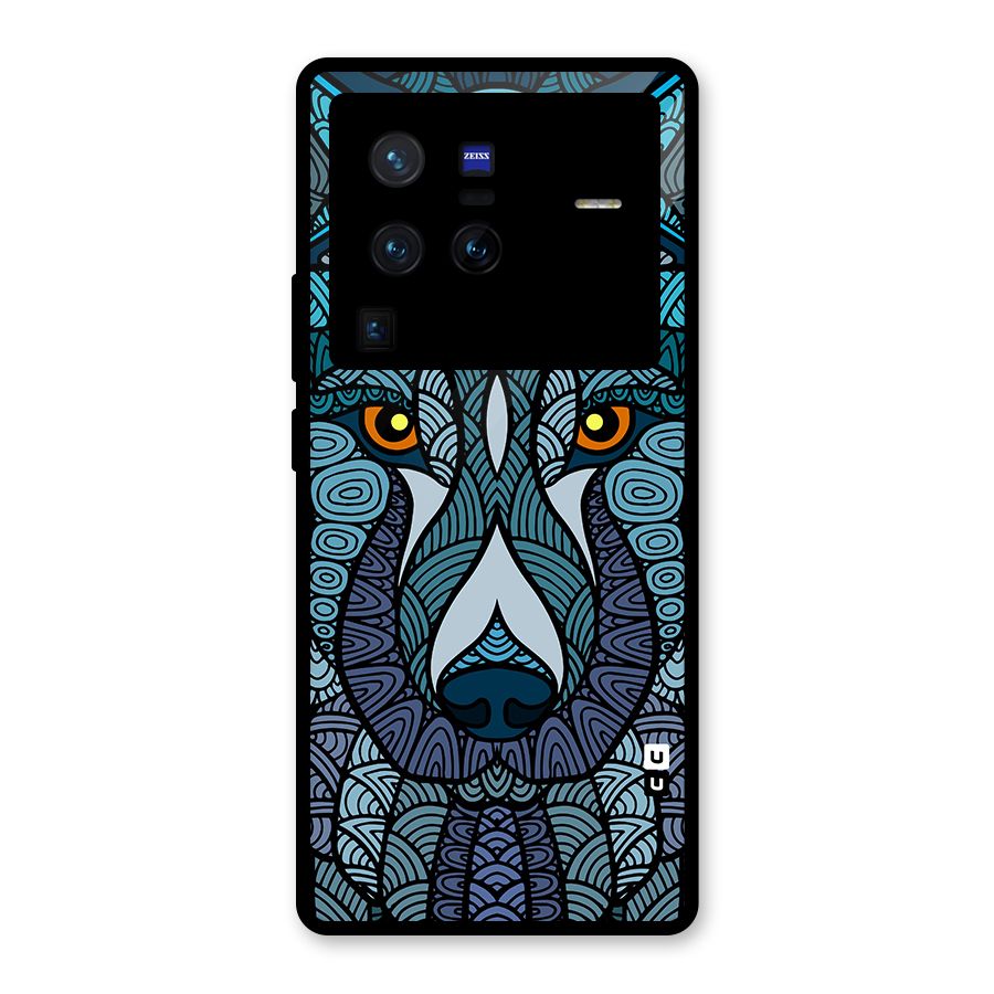 Ethnic Wolf Art Illustration Glass Back Case for Vivo X80 Pro