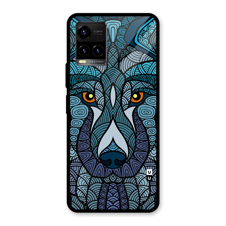 Ethnic Wolf Art Illustration Glass Back Case for Vivo Y21T