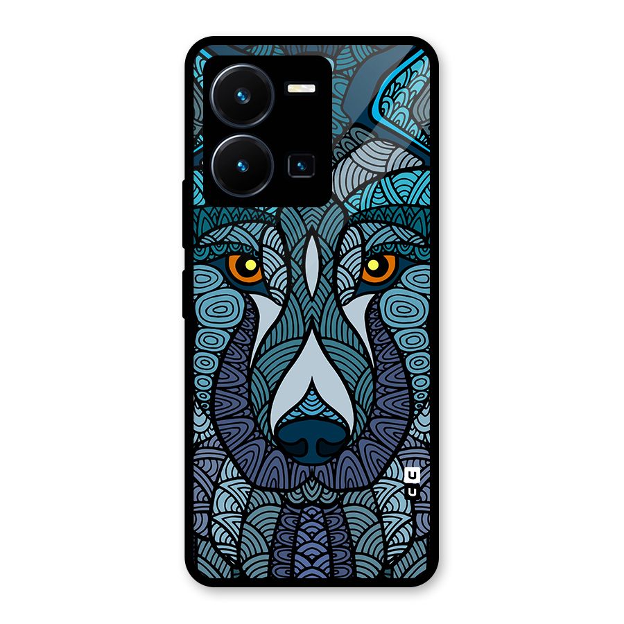 Ethnic Wolf Art Illustration Glass Back Case for Vivo Y35