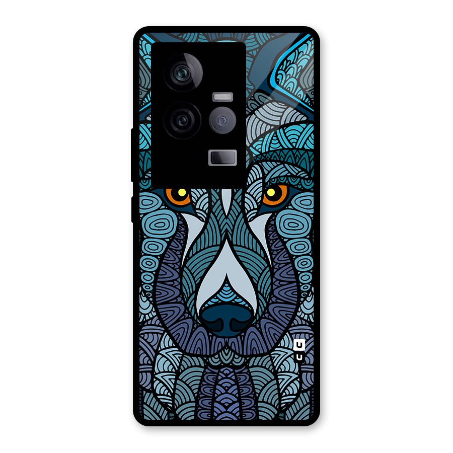 Ethnic Wolf Art Illustration Glass Back Case for Vivo iQOO 11 5G