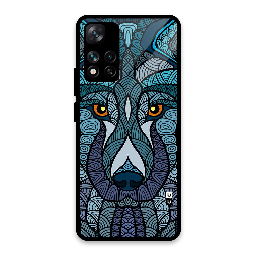 Ethnic Wolf Art Illustration Glass Back Case for Xiaomi 11i HyperCharge 5G
