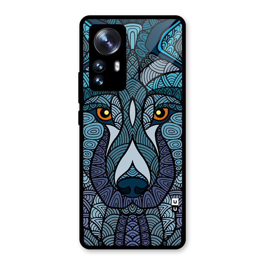 Ethnic Wolf Art Illustration Glass Back Case for Xiaomi 12 Pro