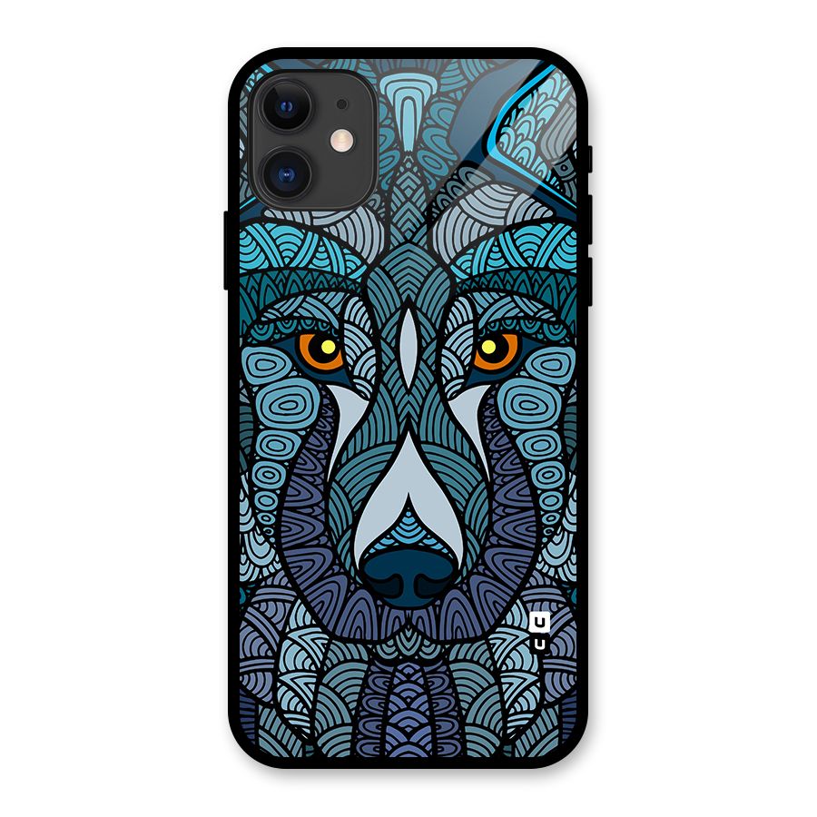 Ethnic Wolf Art Illustration Glass Back Case for iPhone 11