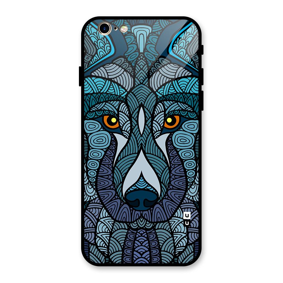 Ethnic Wolf Art Illustration Glass Back Case for iPhone 6 6S