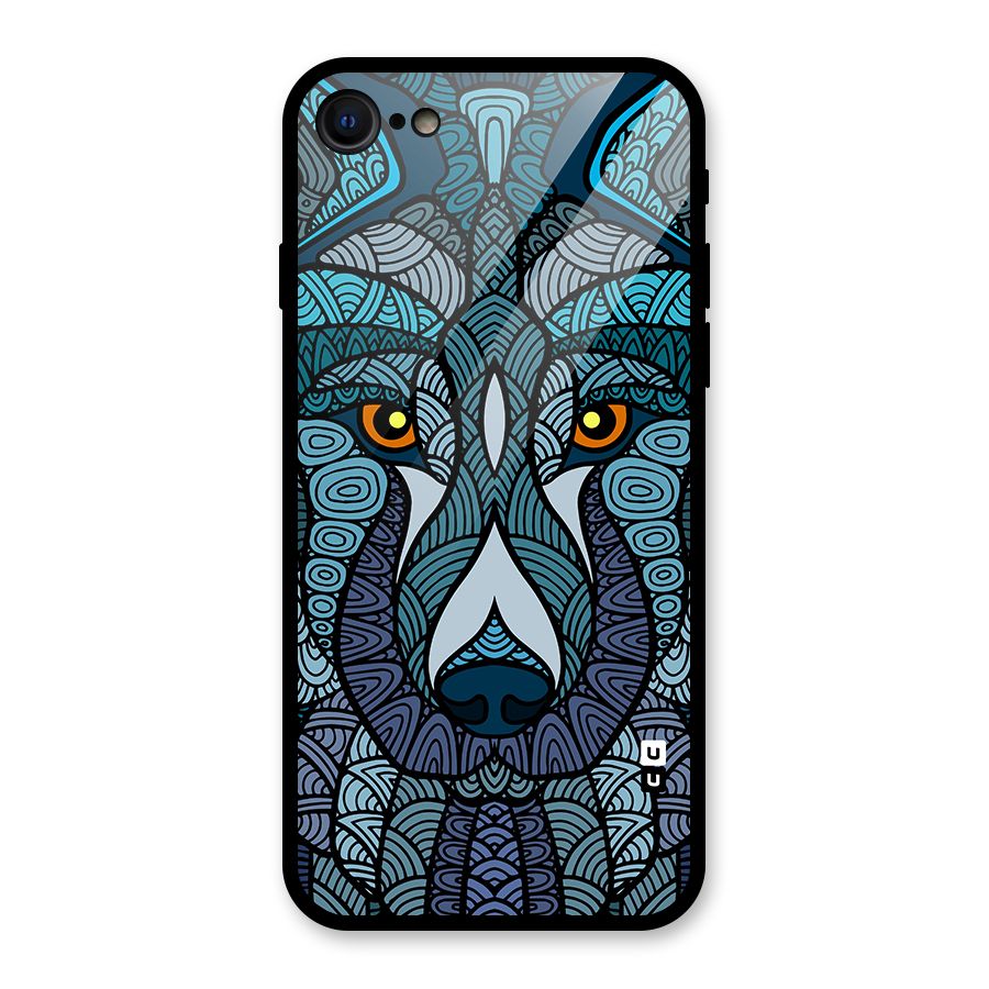 Ethnic Wolf Art Illustration Glass Back Case for iPhone 7