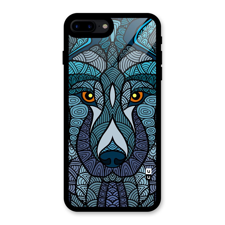 Ethnic Wolf Art Illustration Glass Back Case for iPhone 7 Plus