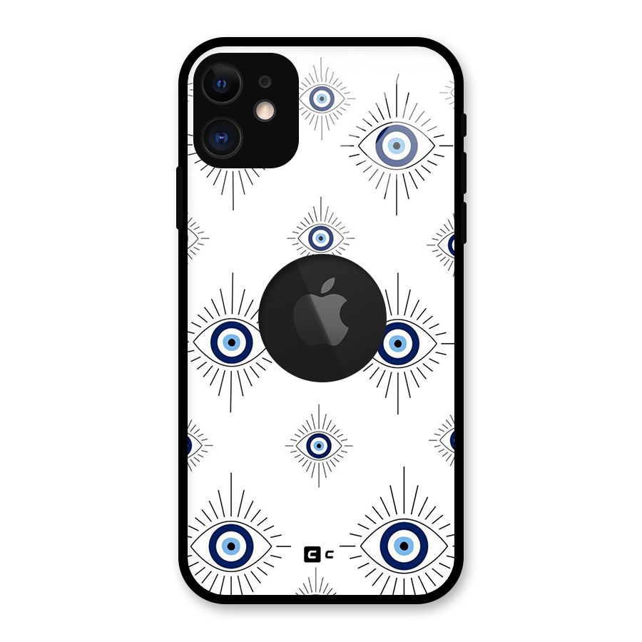 Evil Eye Wall Glass Back Case for iPhone 11 Logo Cut