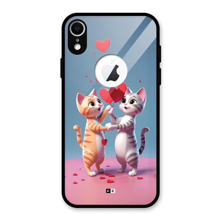 Exchanging Hearts Glass Back Case for iPhone XR Logo Cut