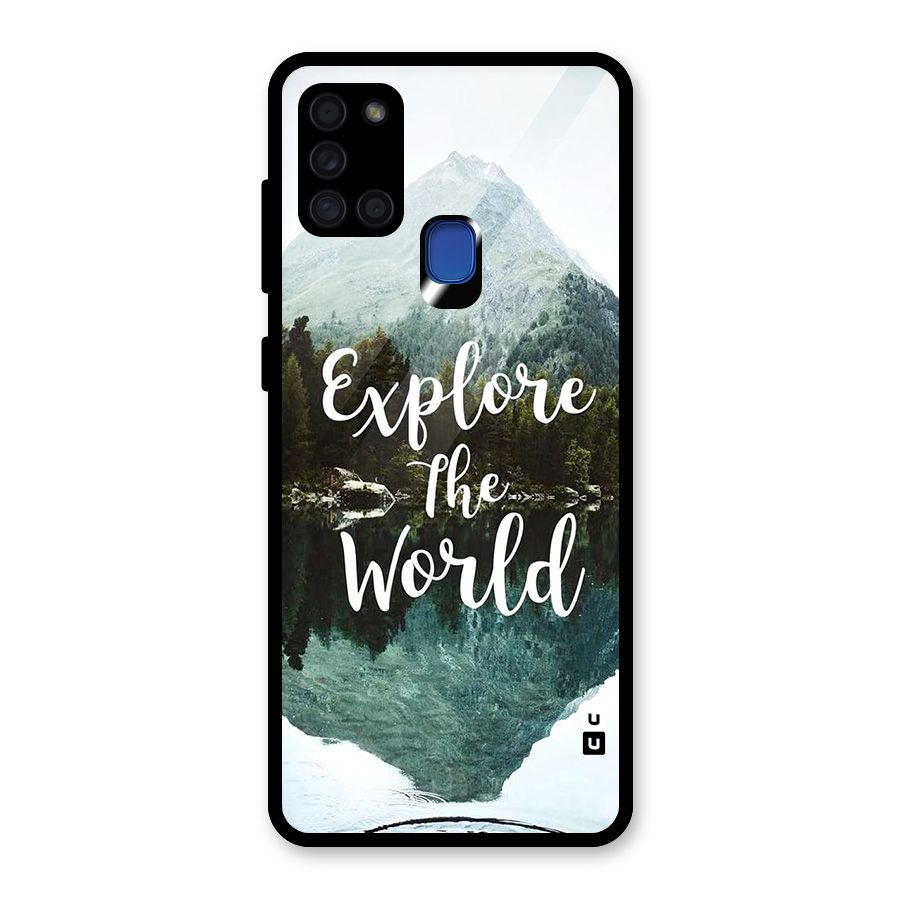 Explore The World Glass Back Case for Galaxy A21s