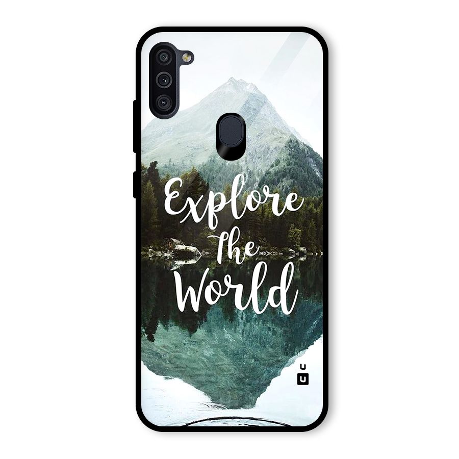 Explore The World Glass Back Case for Galaxy M11