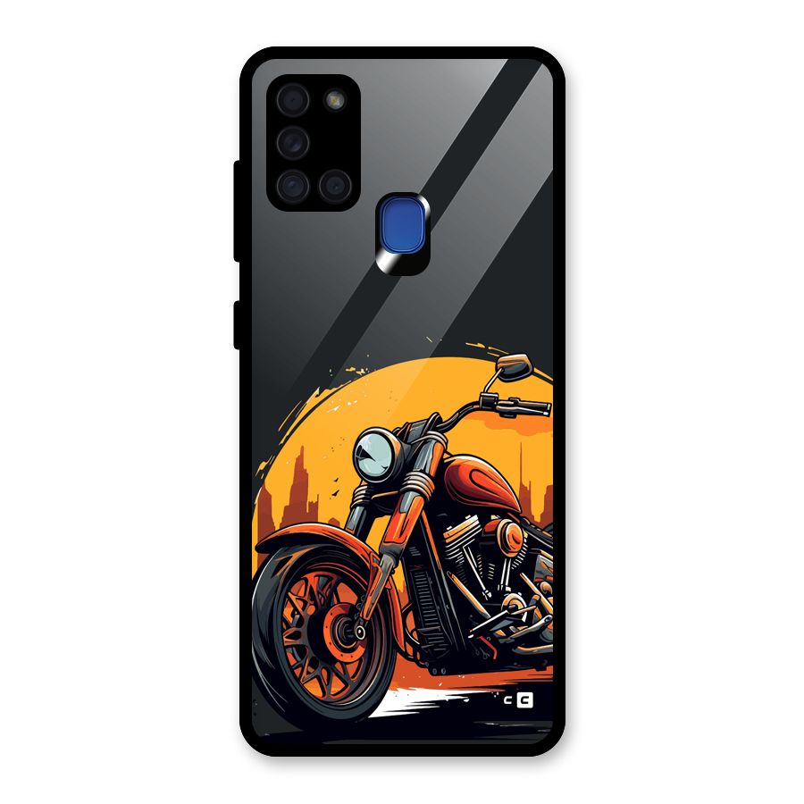 Extreme Cruiser Bike Glass Back Case for Galaxy A21s