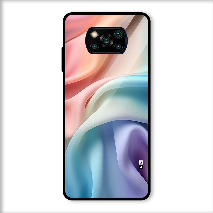 Fabric Pastel Glass Back Case for Poco X3