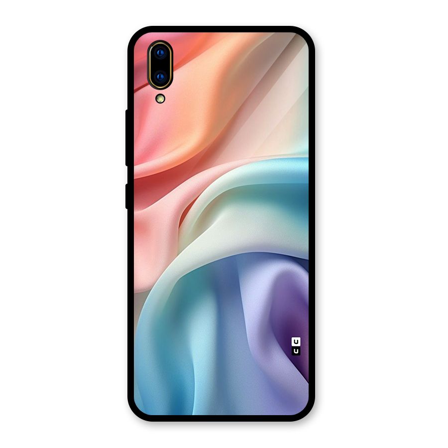 Fabric Pastel Glass Back Case for Vivo V11 Pro