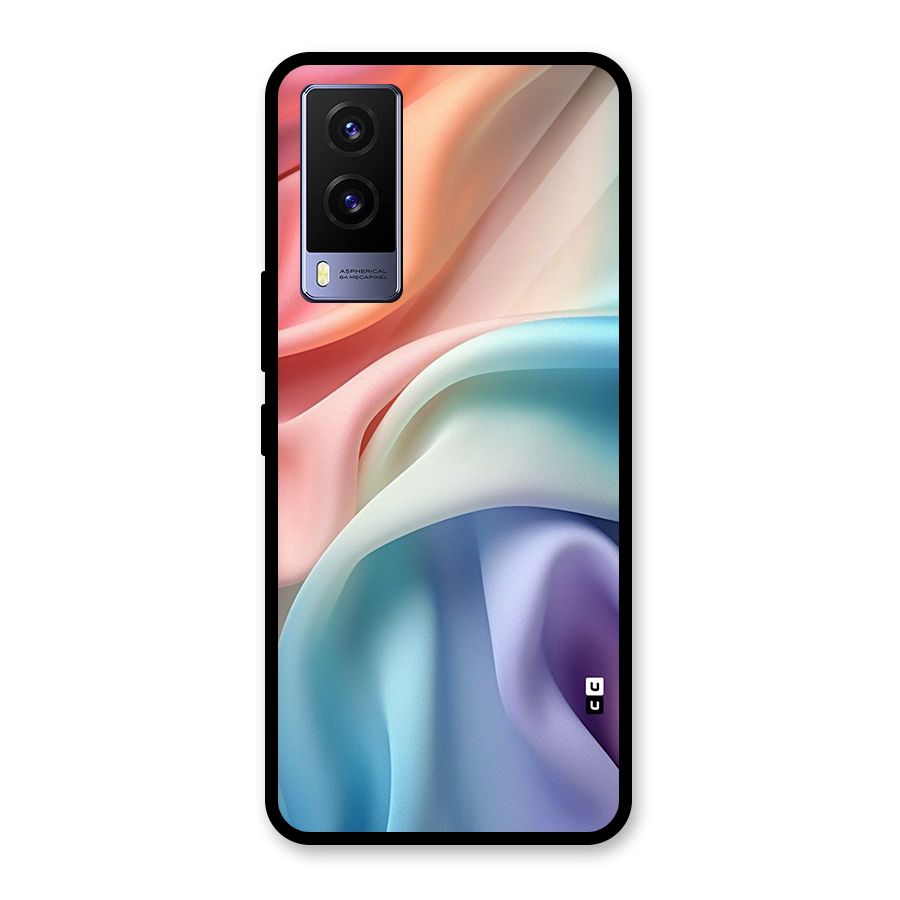 Fabric Pastel Glass Back Case for Vivo V21e 5G