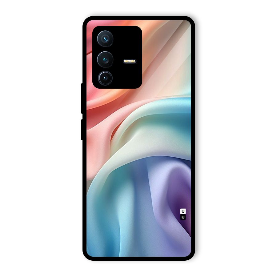 Fabric Pastel Glass Back Case for Vivo V23 Pro