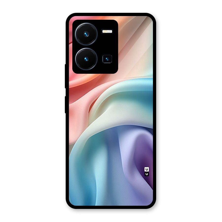 Fabric Pastel Glass Back Case for Vivo Y35