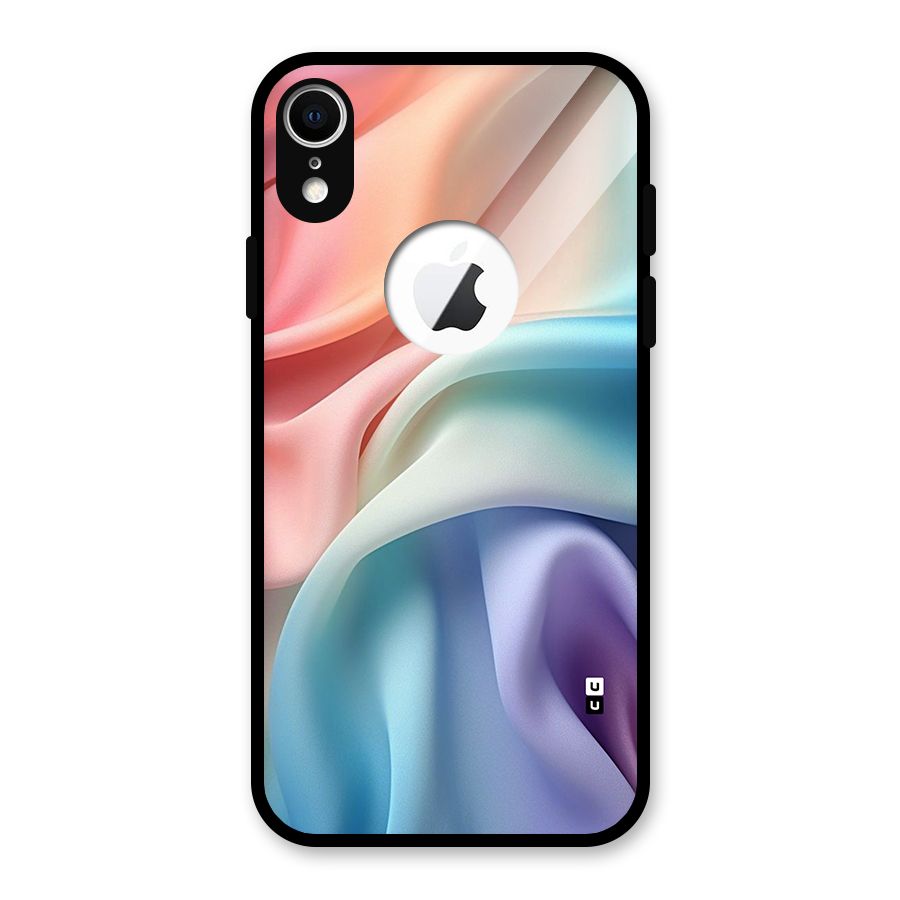 Fabric Pastel Glass Back Case for iPhone XR Logo Cut