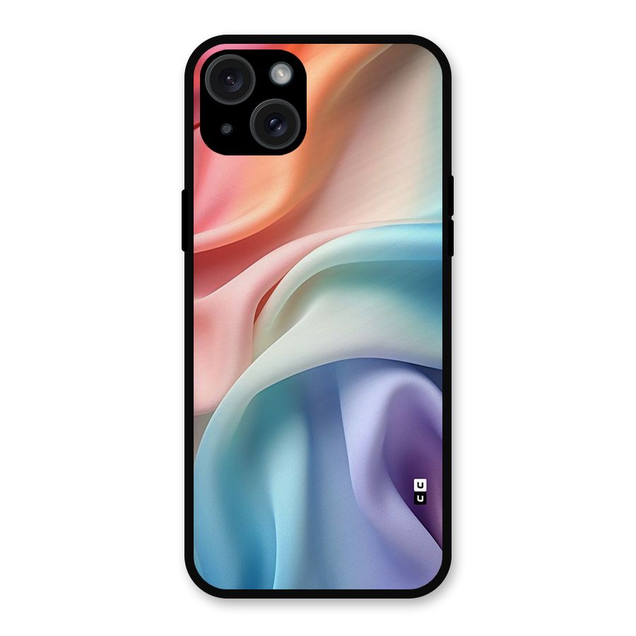 Fabric Pastel Metal Back Case for iPhone 15 Plus
