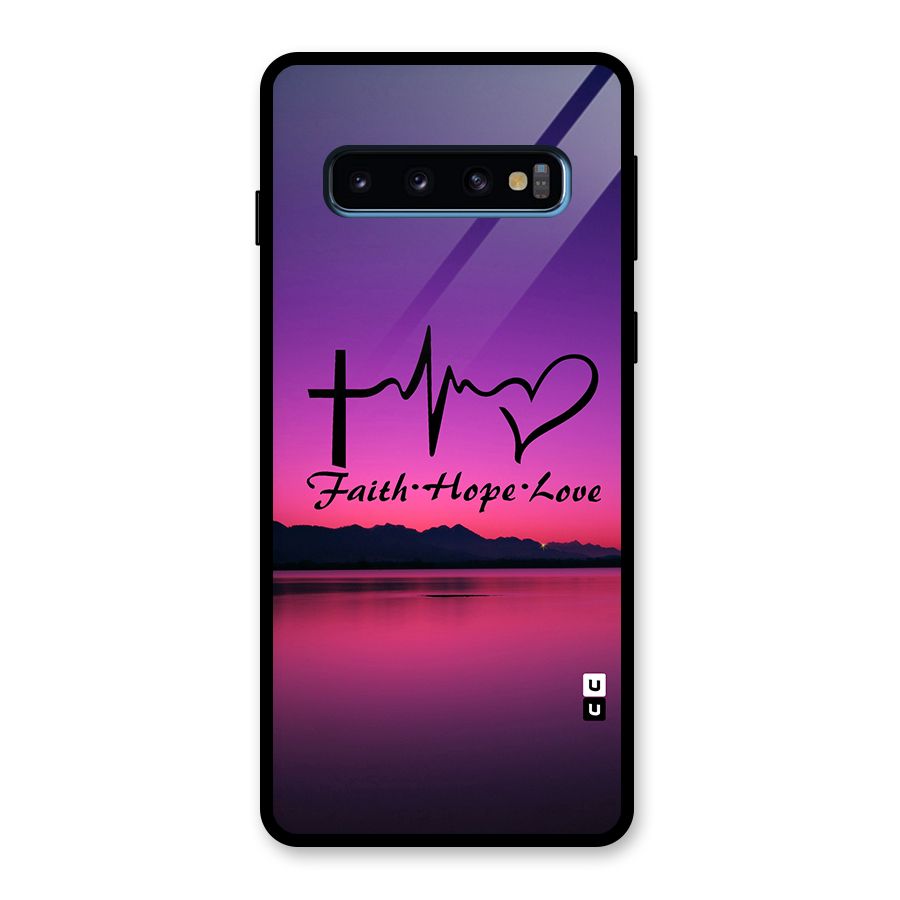 Faith Hope Love Evening Sky Glass Back Case for Galaxy S10