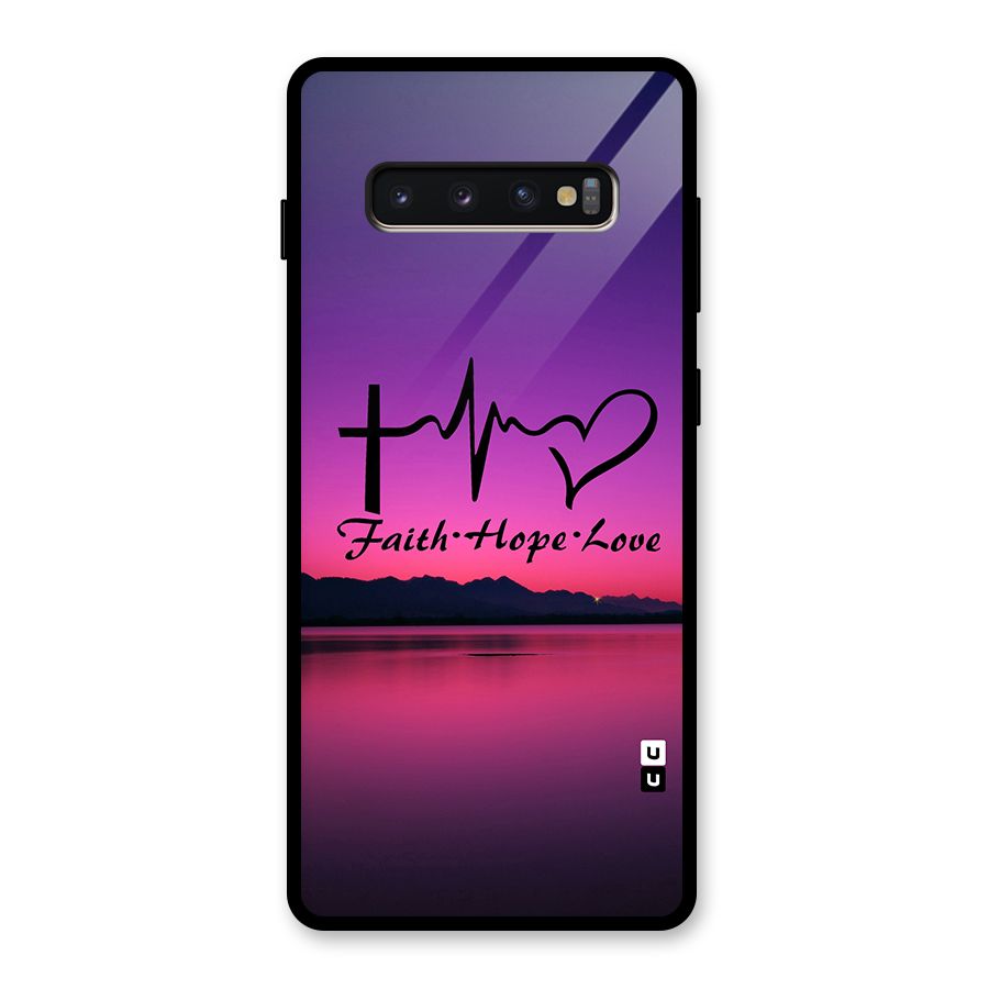 Faith Hope Love Evening Sky Glass Back Case for Galaxy S10 Plus