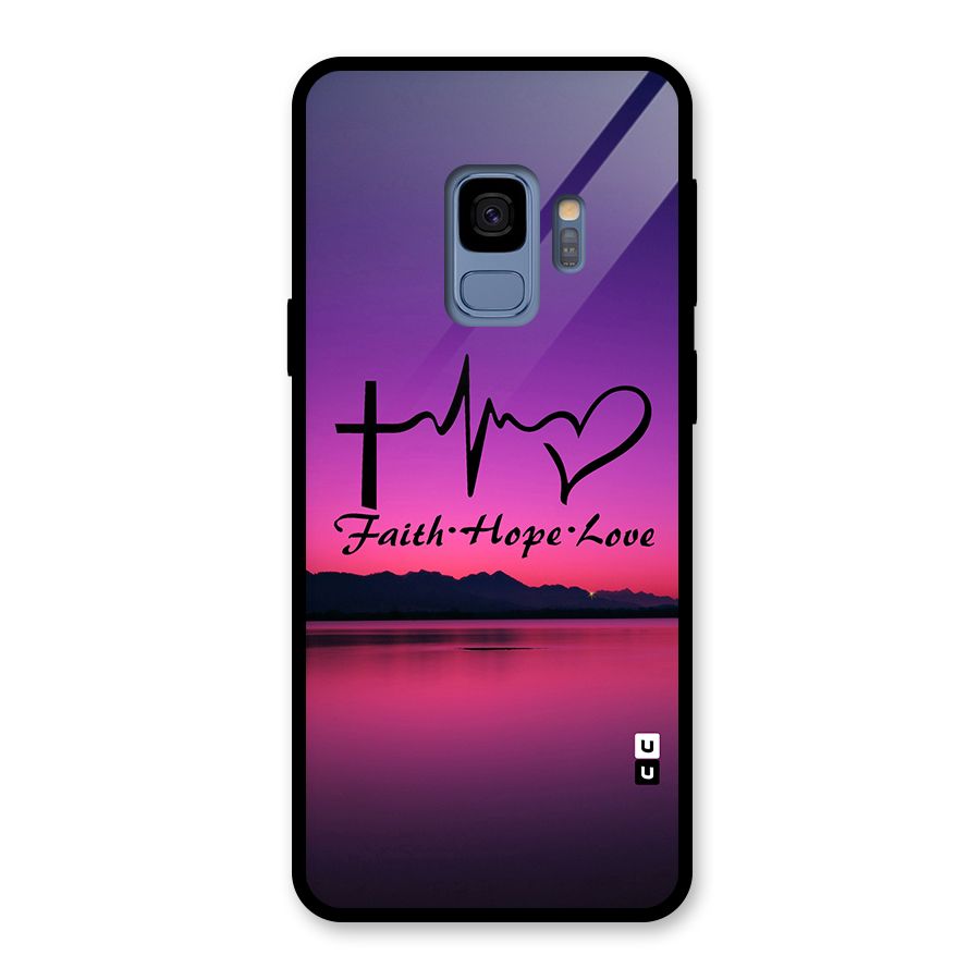 Faith Hope Love Evening Sky Glass Back Case for Galaxy S9
