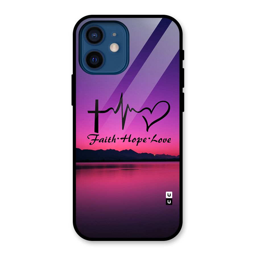 Faith Hope Love Evening Sky Glass Back Case for iPhone 12 Mini