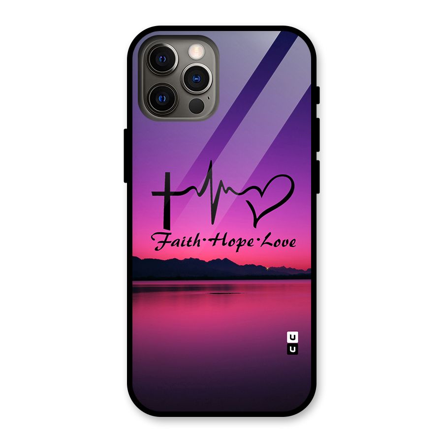 Faith Hope Love Evening Sky Glass Back Case for iPhone 12 Pro