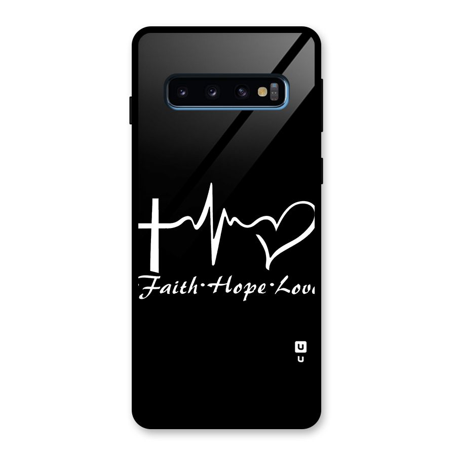 Faith Hope Love Heart Sign Glass Back Case for Galaxy S10