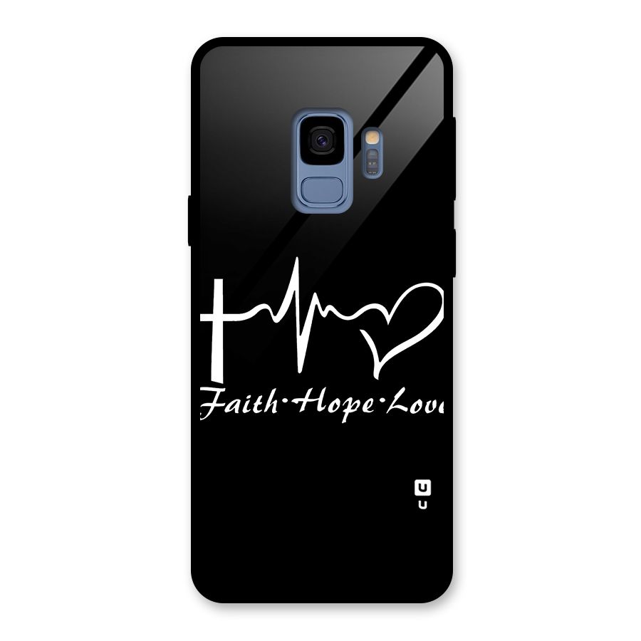 Faith Hope Love Heart Sign Glass Back Case for Galaxy S9