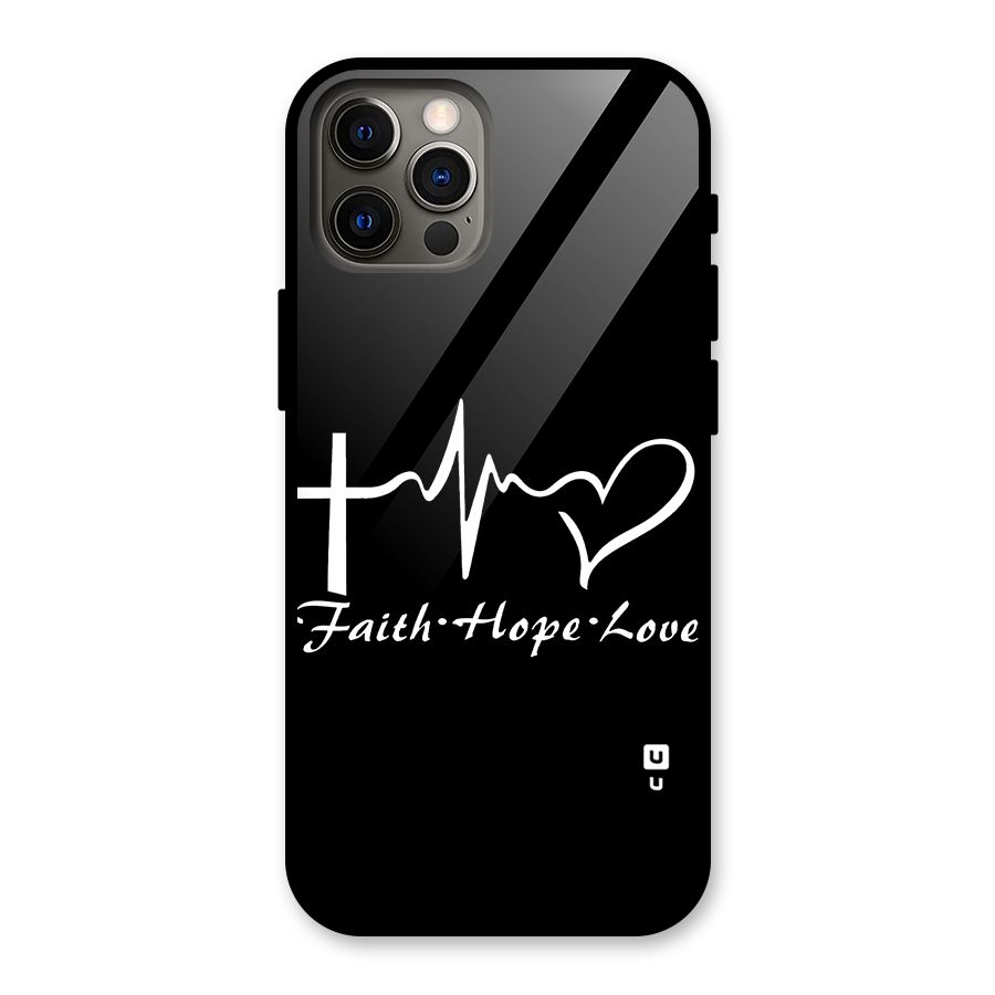 Faith Hope Love Heart Sign Glass Back Case for iPhone 12 Pro