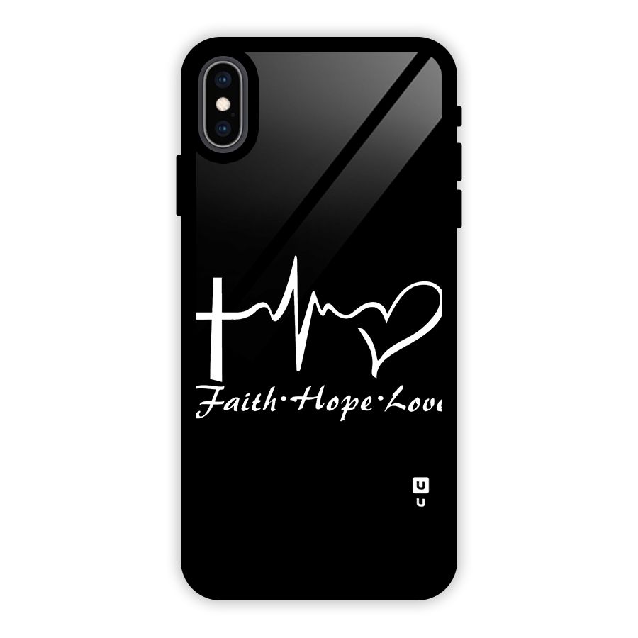 Faith Hope Love Heart Sign Glass Back Case for iPhone XS Max