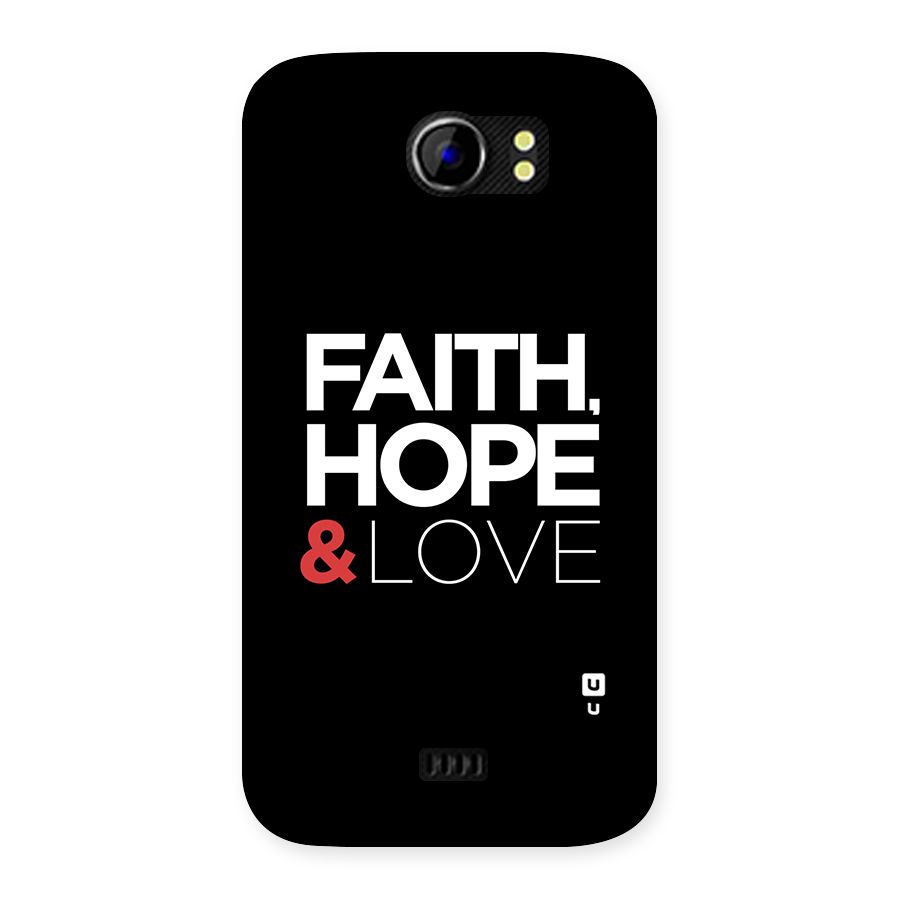 Faith Hope and Love Typography Back Case for Micromax Canvas 2 A110