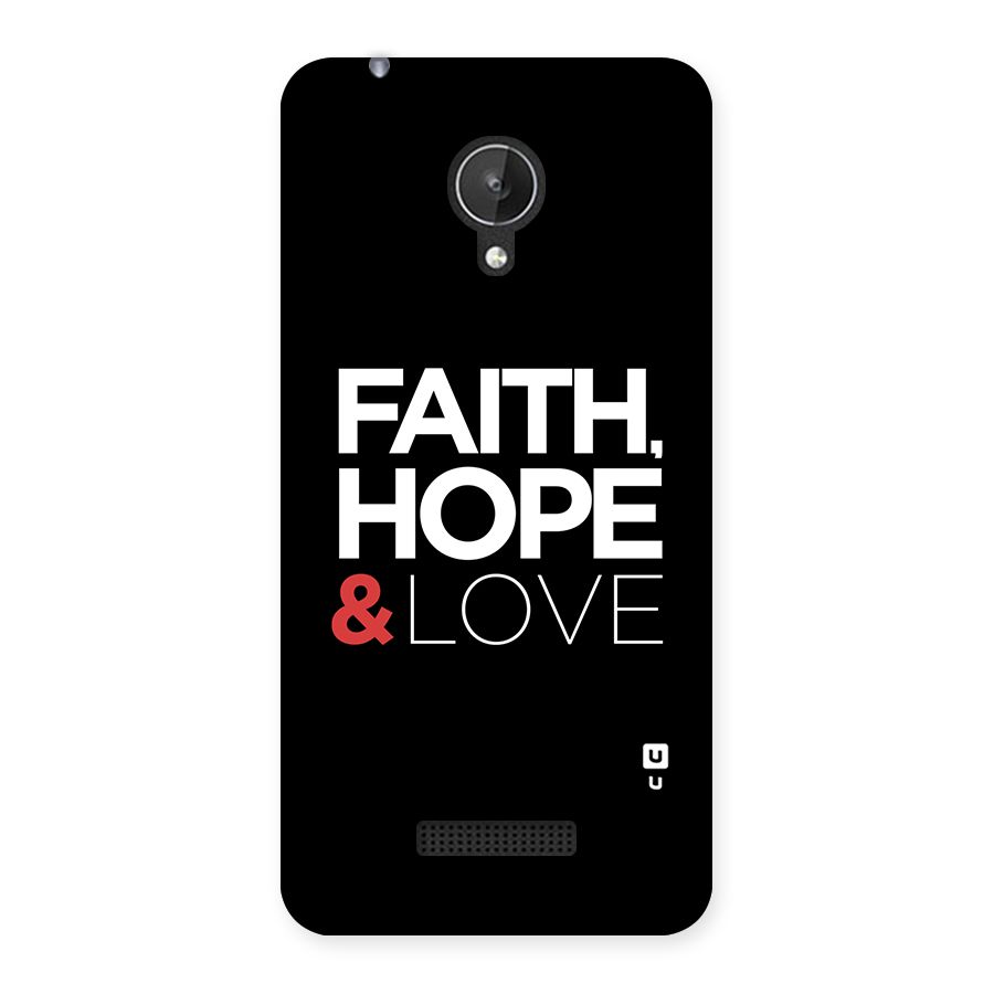 Faith Hope and Love Typography Back Case for Micromax Canvas Spark Q380