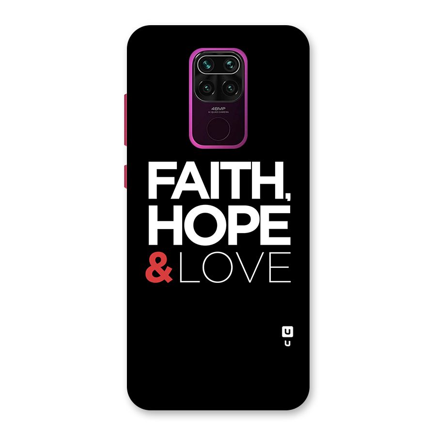 Faith Hope and Love Typography Back Case for Redmi Note 9