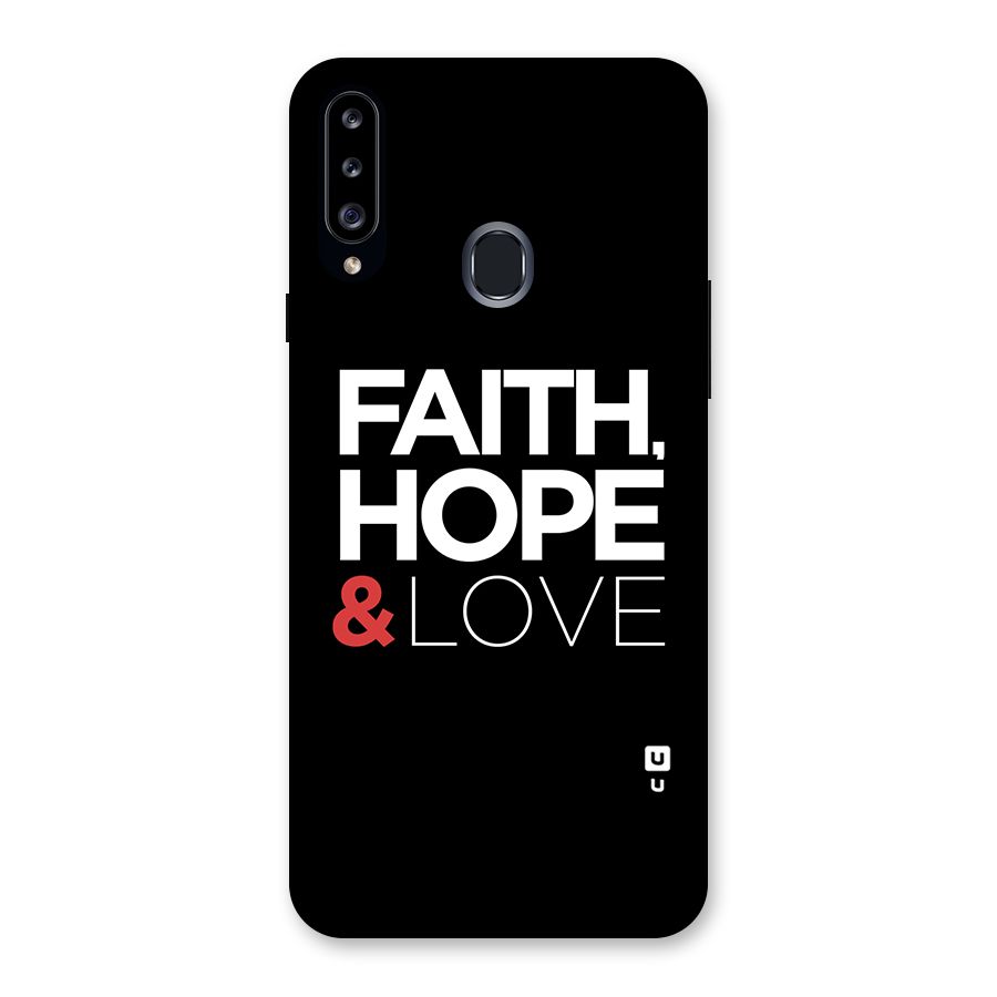 Faith Hope and Love Typography Back Case for Samsung Galaxy A20s