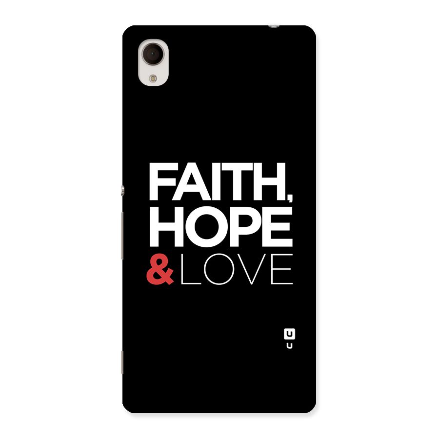 Faith Hope and Love Typography Back Case for Xperia M4 Aqua