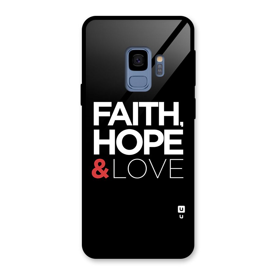 Faith Hope and Love Typography Glass Back Case for Galaxy S9