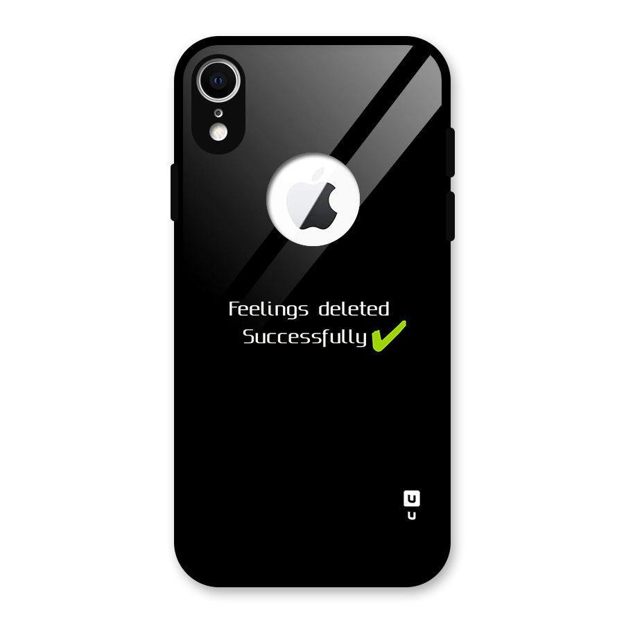 Feelings Deleted Glass Back Case for iPhone XR Logo Cut