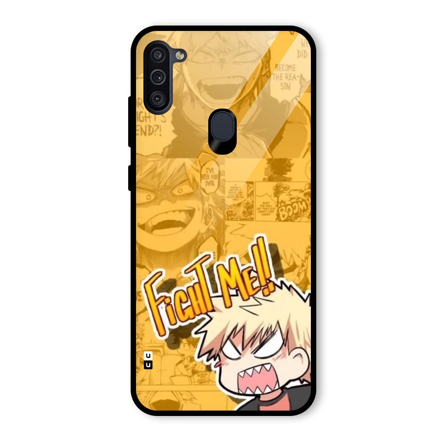 Fight Me Challenge Glass Back Case for Galaxy M11