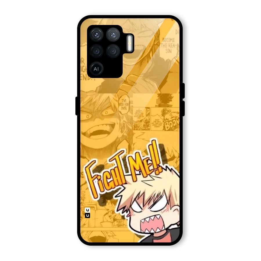 Fight Me Challenge Glass Back Case for Oppo F19 Pro