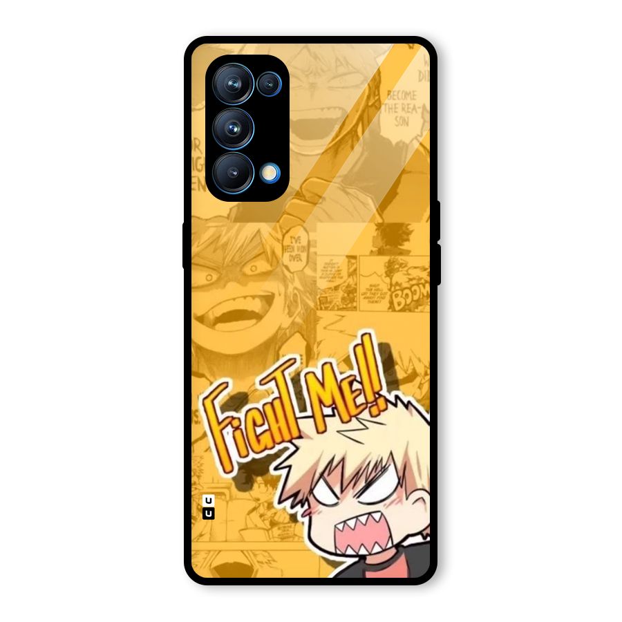 Fight Me Challenge Glass Back Case for Oppo Reno5 Pro 5G