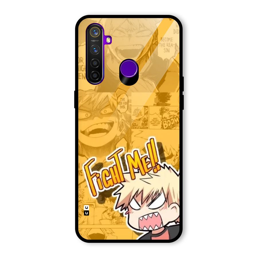 Fight Me Challenge Glass Back Case for Realme 5 Pro